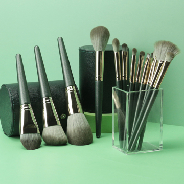 Custom Logo Professional 14pcs Green Makeup Brush Set