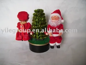 8"santa sit rotate christmas tree/santa toys/electrical santa