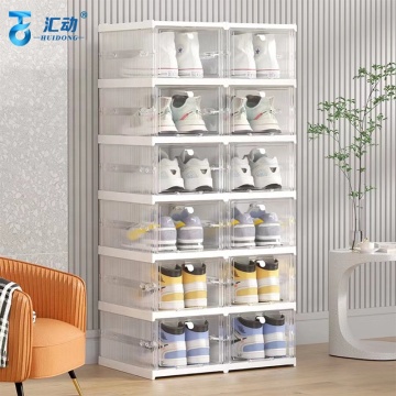 Clear Three-Layer Plastic Shoe Storage Box with Stackable Design for Household Use