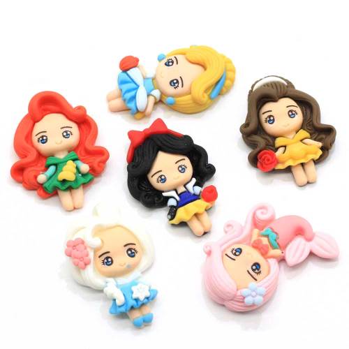 32mm Kawaii Simulation Polymer Clay Doll Flat Back Princess Resin Cabochons For DIY Hair Bow Phone Decoration Scrapbooking