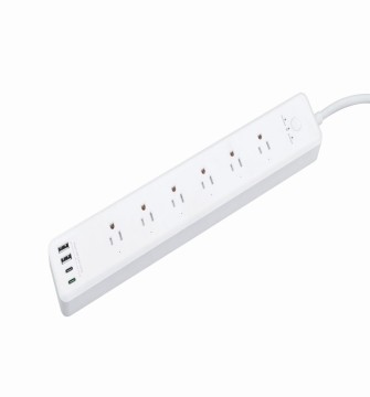 BNPS-60/U160WT USA Market 6 Way Wi-Fi Power Strip with 4 USB Ports: Smart Home Electronics Solution