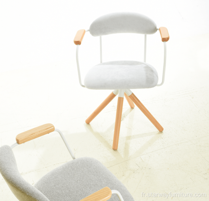 Siège recouvert de tissu moderne avec fauteuil pivotant en bois