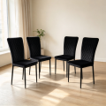 Silla de comedor duradera con respaldo alto de terciopelo negro