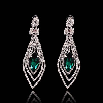 Pendientes de circonita cúbica de diamantes de imitación de diamantes de imitación de color verde