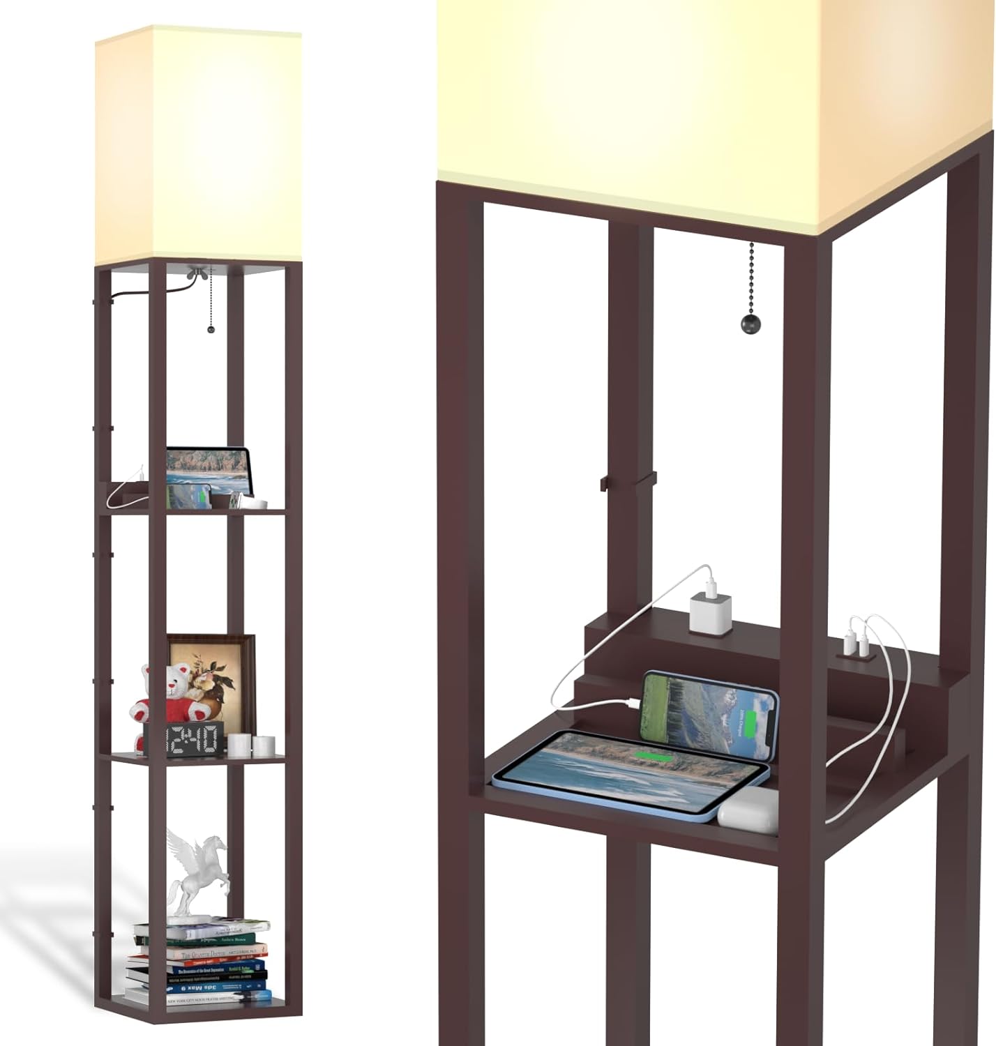 Shelf floor lamp with USB