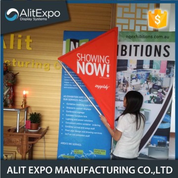 Floor standing portable stretch fabric display wall