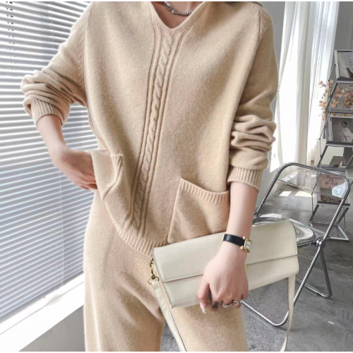 Top Wide Leg Pants Sweatsuit Set Women 2 Piece Knit Outfits Colorblock Manufactory