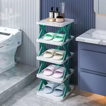 Modern Foldable Plastic Shoe Rack - Simple and Multifunctional for Home Use