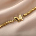 Brazalete de cuentas Titanium Steel Butterfly Cadena de oro simple