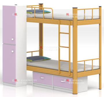 Modern Metal Bunk Bed with Storage for High-school Students