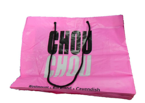 Bottom Up Hdpe Rope Handle Paper Bags Pink With 500mm Width , Pink