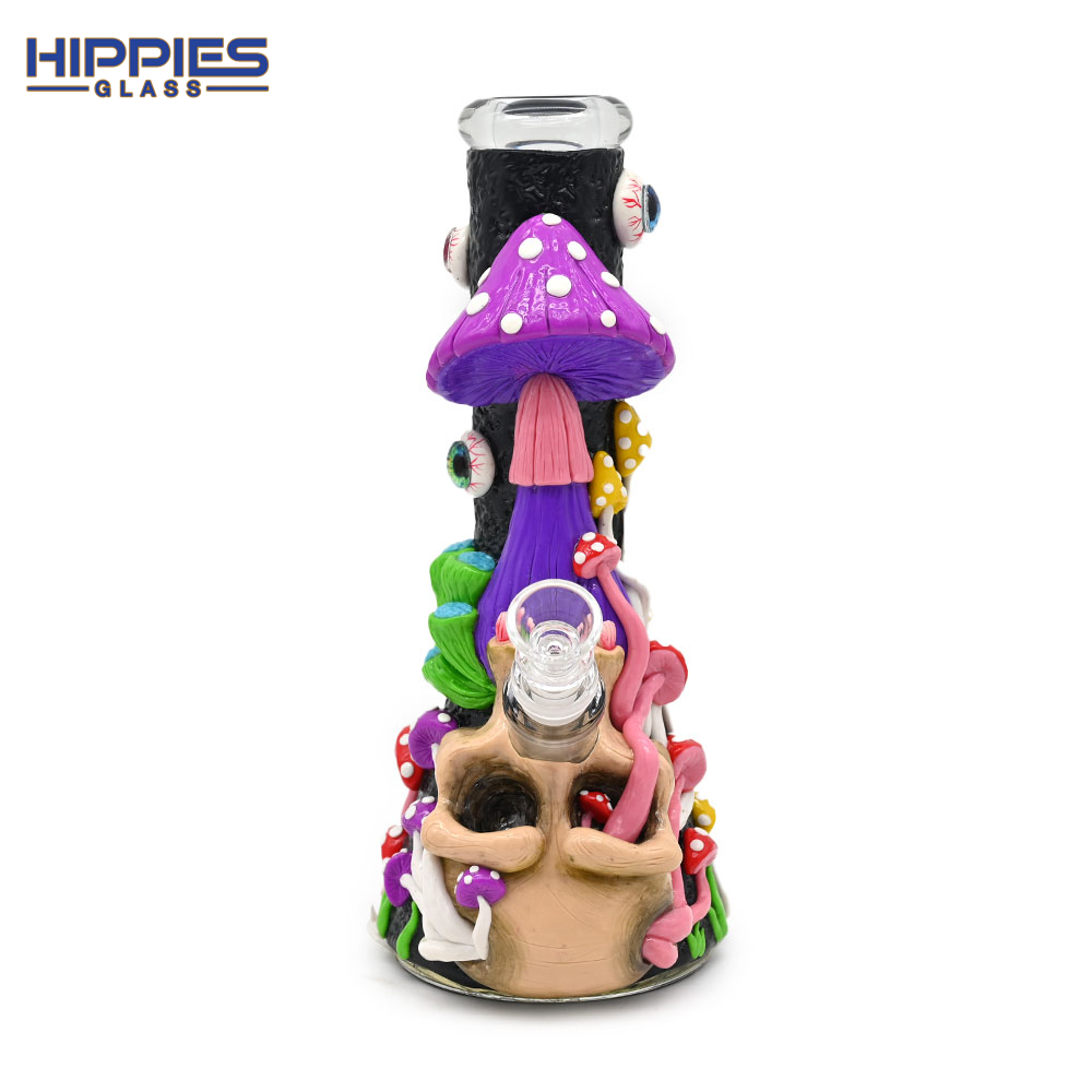 Fantasy Mushroom Skeleton Glass Water Smoke Bottle