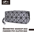 PVC Clutch Taschen kosmetische Reißverschluss geometrische Schminktasche