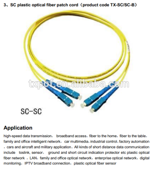 SC Connector Using PMMA Optic Fiber Cable