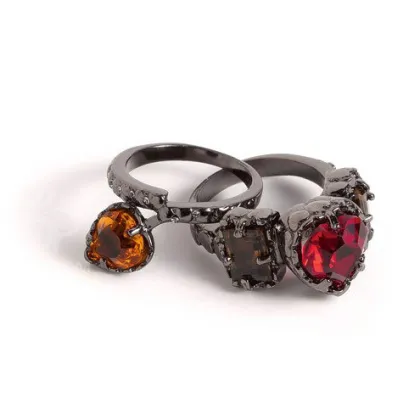 Elegant diamond ring hearted ring metal rings