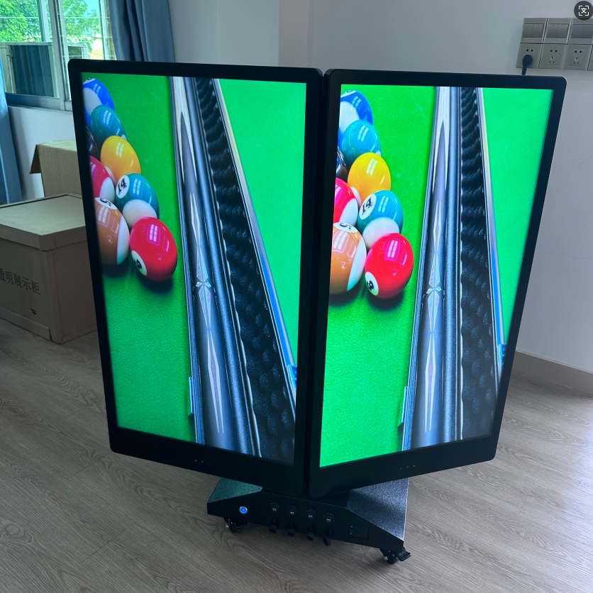 360 derece görünürlük için V şekilli dış mekan çift taraflı LCD reklam totemi