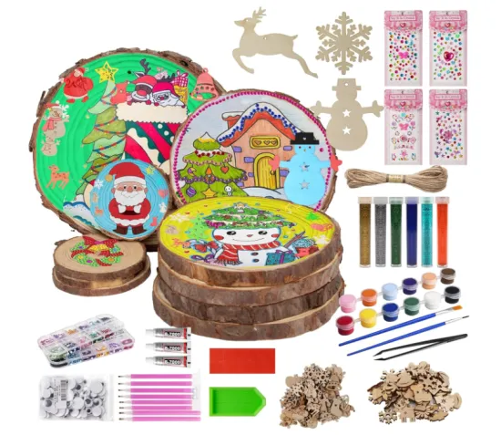 DIY Hand-Painted Log Chips: Rustic Wooden Decorations and Children's Craft Activities