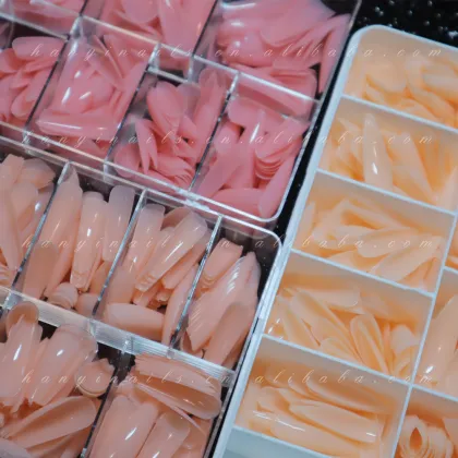 Hanyinails Full Cover Nail Tips Nude Color Press On Gelly Tips
