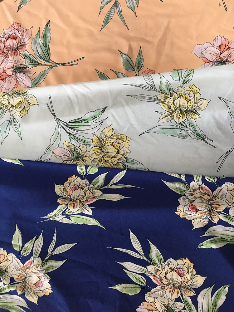 Flower Design Rayon Poplin shuttle Light Printing Fabric