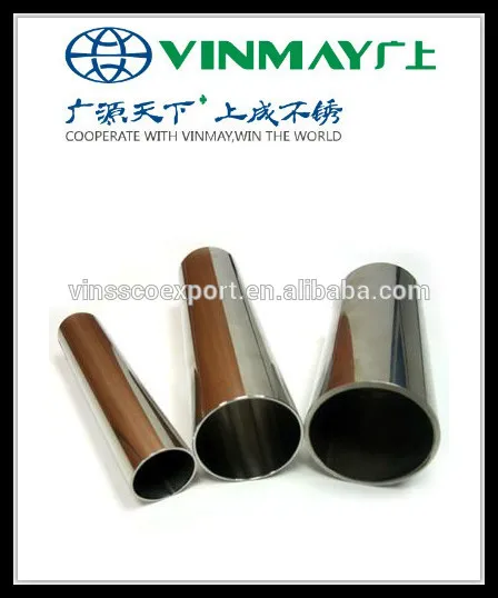 Foshan Mill Vinmay stainless steel pipe with 600 grit polished grade 201 304