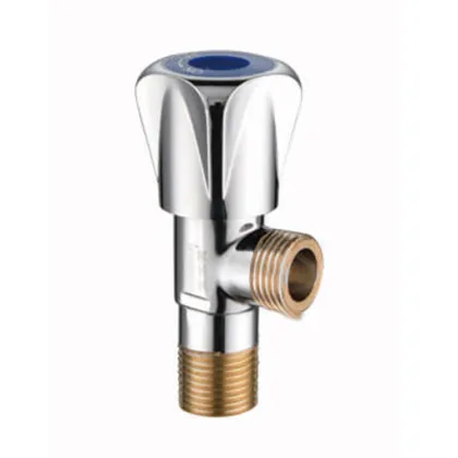 Cross-shaped silver polished stainless steel angle valve