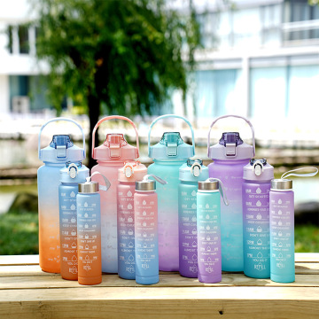 Half Gallon Motivational 3 Pcs Set BPA Free Plastic Water Bottles for Gym and Fitness