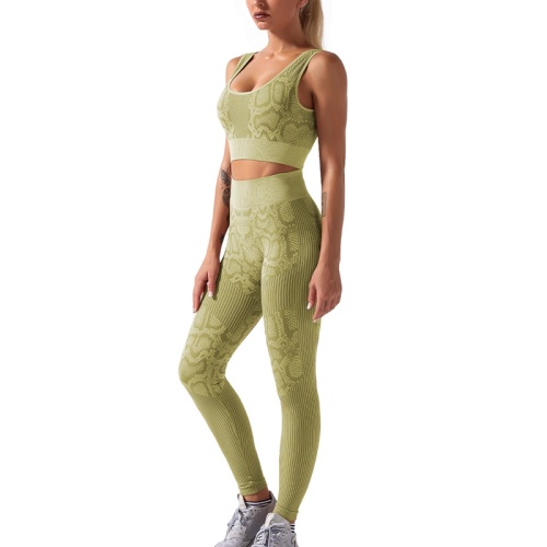 set da yoga con stampa pelle di serpente activewear