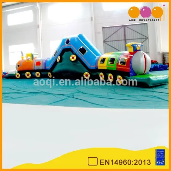 AOQI new designed inflatable toys train tunnel colourful inflatable tunnel obstacle for sale