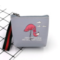 Porta-moedas PU estilo flamingo desenho animado