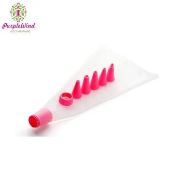 Reusable Cake decorating tools silicone piping bag with 5Pcs Icing Nozzles