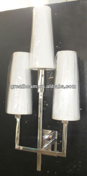 Modern METAL Arm Wall Lamp with Three White Fabric shade B4273