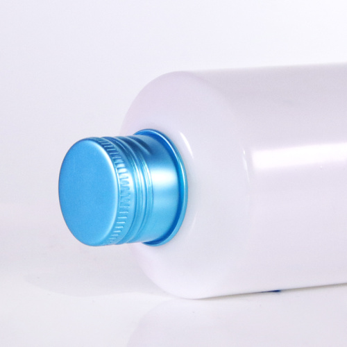 Opal white lotion bottles with blue aluminum cap