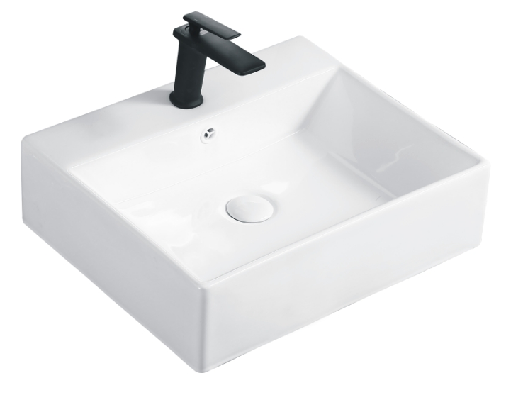 Cuenca de lavado de mostrador blanco rectangular