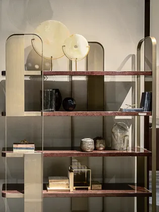Modern Gold Metal Bookcase for Home Office and Living Room