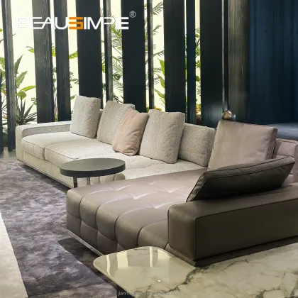 Minimalist Modernist Lawrence Leather Fabric Sofa