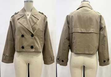 Women's Short Jacket Beige Color Trendy Style