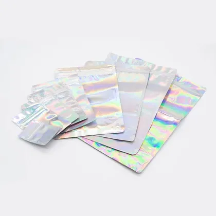 Zipper Laser Holographic Mylar Bags Holographic Pouches
