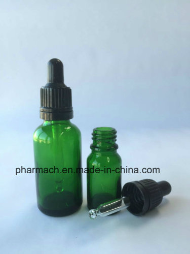 Green Essential Oil Glass Bottle with Dropper Pipette Tamper Evident Cap