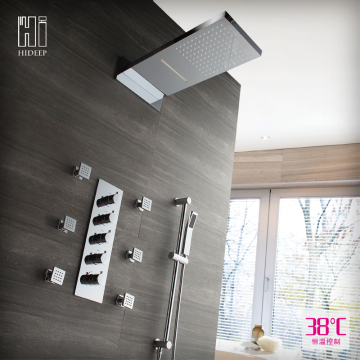 European style high quality brass rain shower faucet set with 6 pcs brass body jet