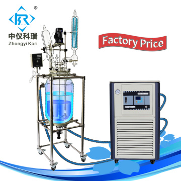 Jacketed glass reactor vessel 50l