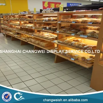 food display rack/wood bread display rack for supermarket and store