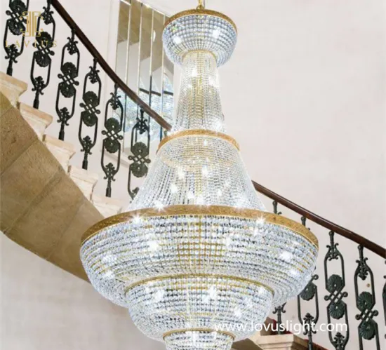 White bell and drum shape chandelier Villa staircase chandelier retro chandelier large Hotel staircase chandelier