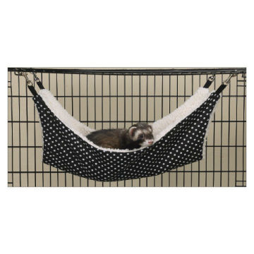 ProSelect Polka Dot Cat Ferret Faux Lamb's Wool Cage Hammock Black White
