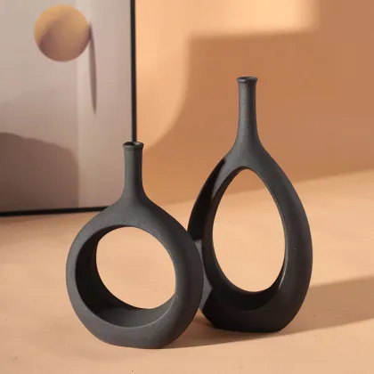 Nordic Modern Ceramic Vase - White and Black Home Decor