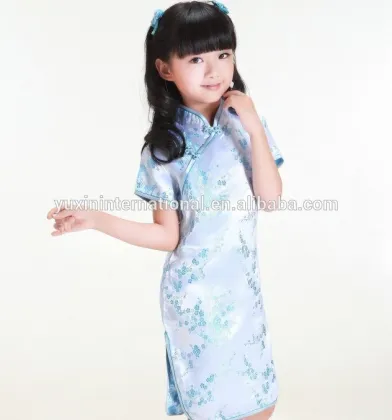 Chinese style silk girl's cheongsam dress,QiPao style skirt CK056