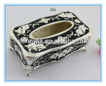 2014 fashion home decoration alloy tissuse box holders alloy black colour