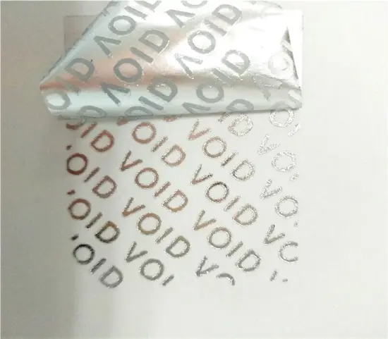 Widely used matte silver label VOID printing material