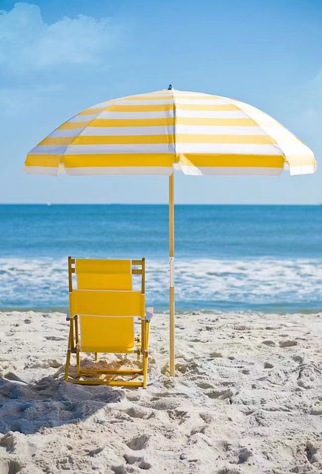 Free Logo Wooden Pole Canvas Waterproof Patio Swimming Pool Sun Garden Beach Outdoor Parasols Umbrella With Tassels