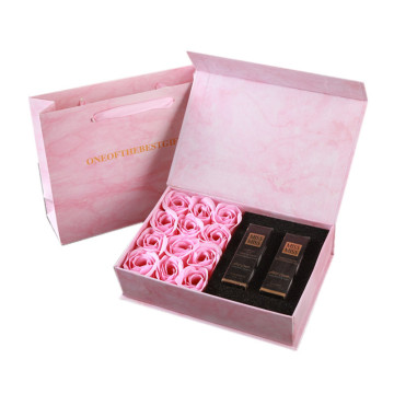 Мраморные розовые коробки Черная бумажная упаковка коробка