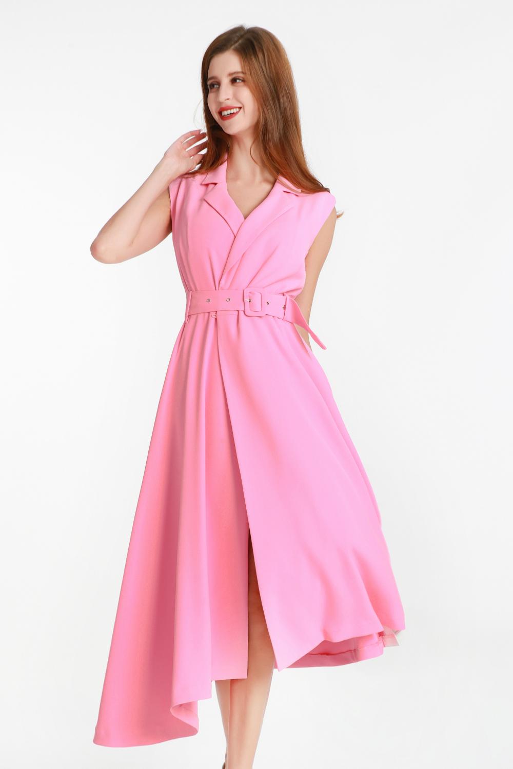 Suit Collar Waist Belt Dress